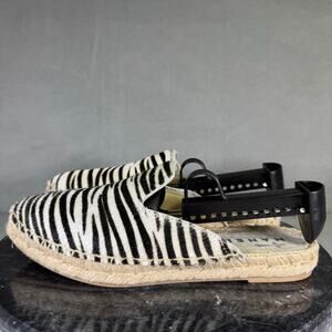Manebi Zebra Print Calf Hair/Leather Mules Flats Women's Size 37 / 6 US